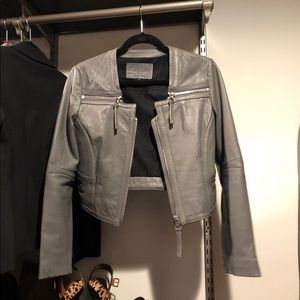 New Linea Pelle triple zip leather jacket grey Med